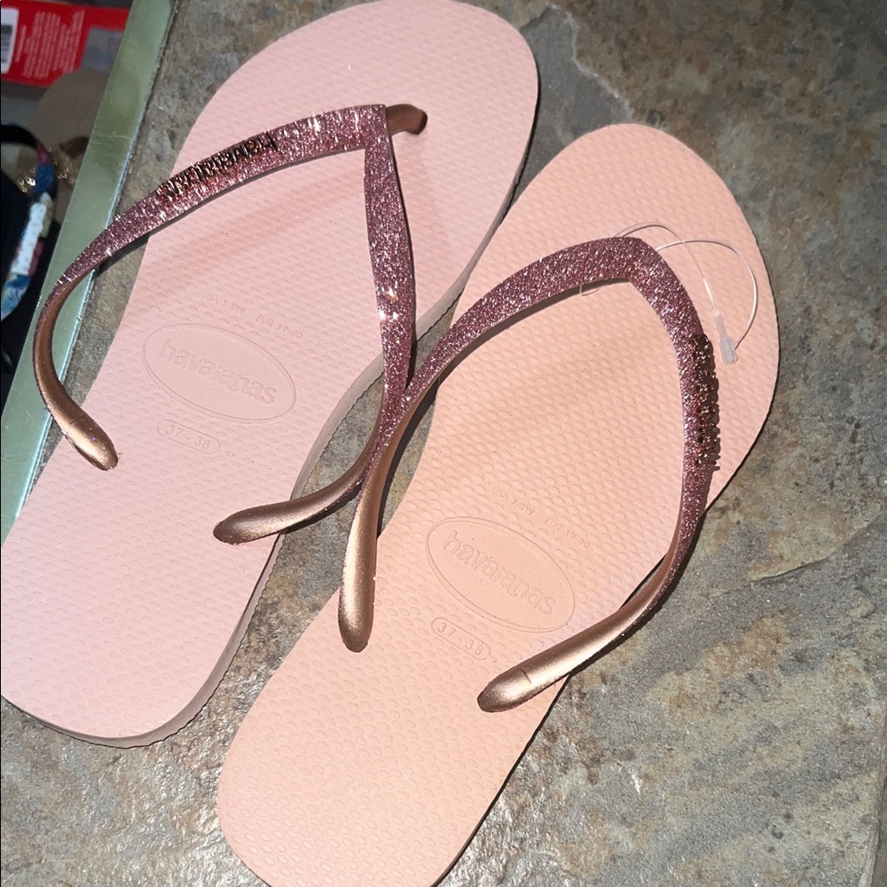 Havaianas Women's Sparkle Sandals - Pink flip flops brand new